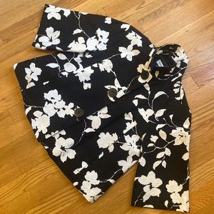Coldwater Creek black + white floral blazer